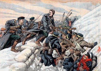 Venäjän hyökkäys Japanin juoksuhaudoihin, Venäjän ja Japanin sota, 1904-5 tekijältä Unbekannt