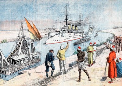 Venäjän sota-alukset Suezin kanavan läpi, Venäjän ja Japanin sota, 1904-5 tekijältä Unbekannt