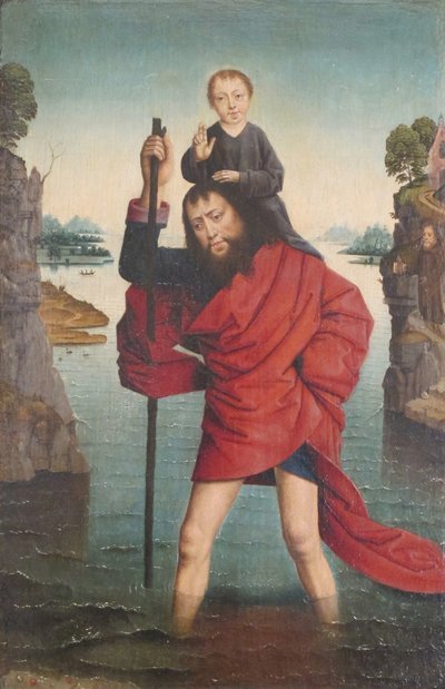 Pyhä Kristofer ja Kristus-lapsi, vuoden 1485 jälkeen. tekijältä Unbekannt