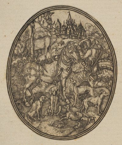 Saint Eustace pienennetty kääntökopio ovaalissa.n.d. tekijältä Unbekannt