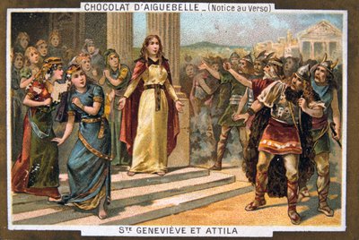Pyhä Genevieve ja Attila, c451 jKr., 1800-luku tekijältä Unbekannt