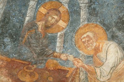 Pyhän Nikolauksen kirkon fresko: Jeesus apostoli Myra Turquien kanssa tekijältä Unbekannt