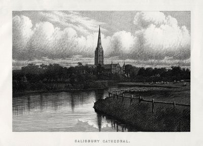 Salisburyn katedraali, Wiltshire, Englanti, 1800-luku tekijältä Unbekannt