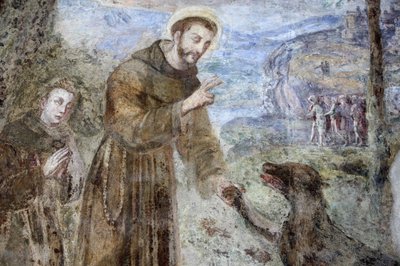 Santa Chiaran luostari, NapoliFresco-yksityiskohta: SFrancesco, Napoli, Italia tekijältä Unbekannt