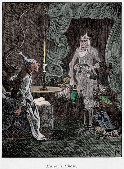 Kohtaus Charles Dickensin joululaulusta, 1843 tekijältä Unbekannt