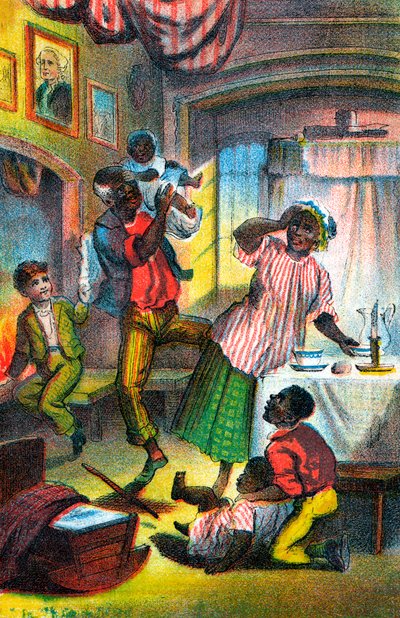 Kohtaus Harriet Beecher Stowes Uncle Toms Cabinista, vuodelta 1870 tekijältä Unbekannt