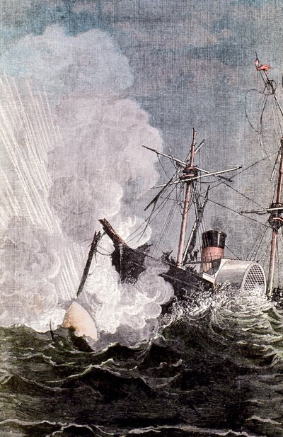 Kohtaus Jules Vernesistä Maasta kuuhun, 1865 tekijältä Unbekannt