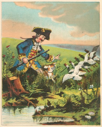 Kohtaus Rudolph Erich Raspen paroni Münchausenin seikkailuista, v. 1850 tekijältä Unbekannt