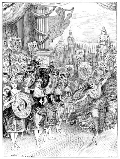 Kohtaus pantomiimista The Forty Thieves Dury Lane Theatressa Lontoossa, 1887 tekijältä Unbekannt