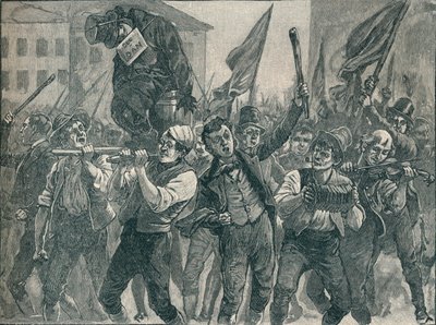 Kohtaus Belfastin mellakoissa 1800-luvulla 1906. tekijältä Unbekannt
