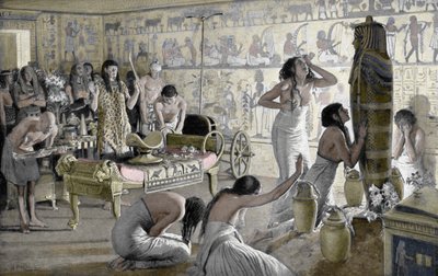 Surukohtaus Tutankhamonin hautaustemppelissä Egyptissä, 1325 eKr. 1933-1934 tekijältä Unbekannt