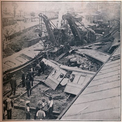 Kohtaus kauheasta rautatieonnettomuudesta Salisburyssa, 1906 tekijältä Unbekannt