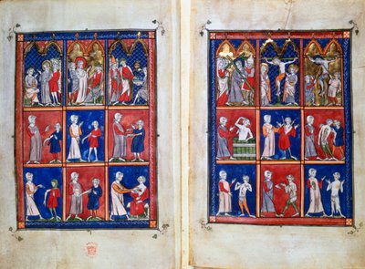 Kohtauksia Kristuksen elämästä ja lääkäreistä potilaiden kanssa, c1300 tekijältä Unbekannt