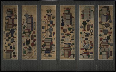 Scholars kirjat ja astiat Chakkori. Kuusiosainen taittoseinä, 1800-luvun puoliväli. tekijältä Unbekannt