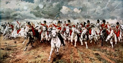 Scotland for Ever, Scots Graysin johto Waterloossa, 18. kesäkuuta 1815 tekijältä Unbekannt