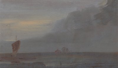 Merikappale veneillä: ilta, merimaisema veneillä, ilta, n. 1815. tekijältä Unbekannt