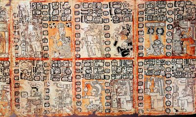 Osa Mayan Troano Codexista 1400-luvulta tekijältä Unbekannt