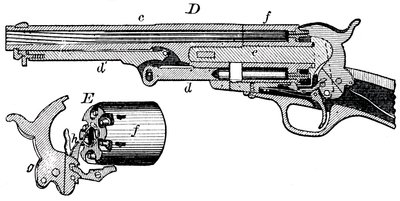 Leikkauskuva Colt-revolverista, c1880 tekijältä Unbekannt