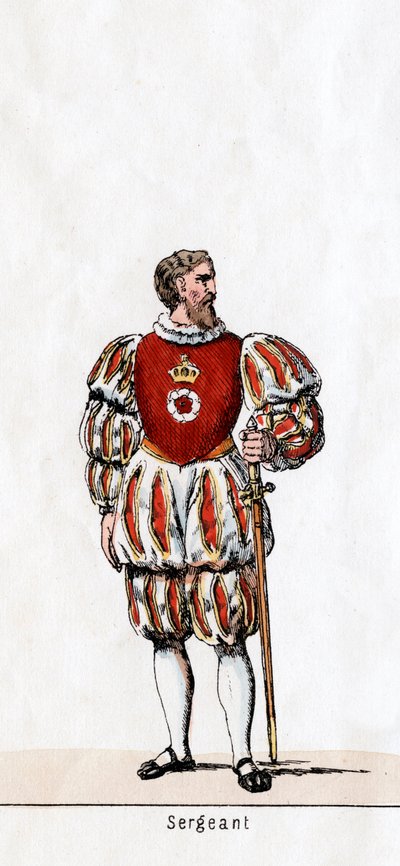 Kersantti, pukusuunnittelu Shakespearen näytelmään, Henry VIII, 1800-luku tekijältä Unbekannt