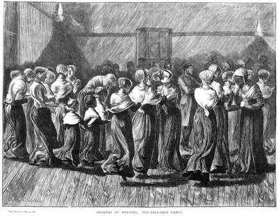 Shakers tanssimassa kokouksessa, Lebanon Springs, New York, USA, 1870 tekijältä Unbekannt