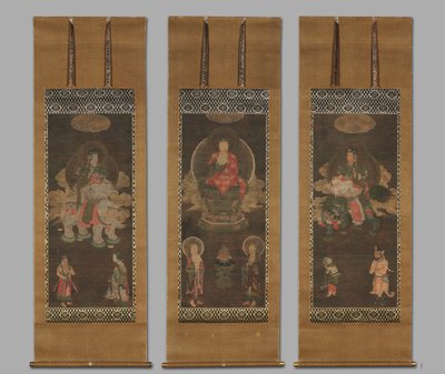 Shakyamuni Triad: Buddha, johon osallistuivat Manjushri ja Samantabhadra, 1300-luvun loppu. tekijältä Unbekannt