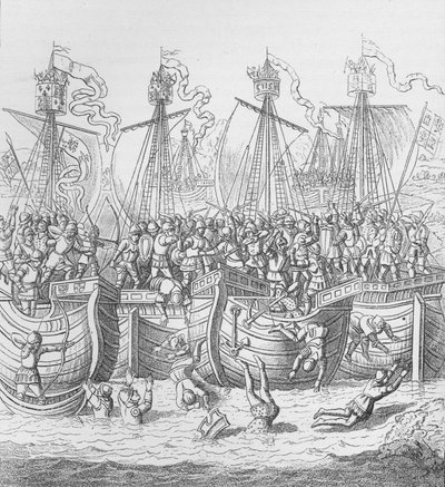 Laivat La Rochellessa, Ranskassa, vuonna 1372, c1804 1906 tekijältä Unbekannt