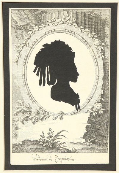 Siluettimuotokuva Natalia Kirillovna Zagryazyskaya os. Razumovskaya 1747-1837, 1777-1782 tekijältä Unbekannt
