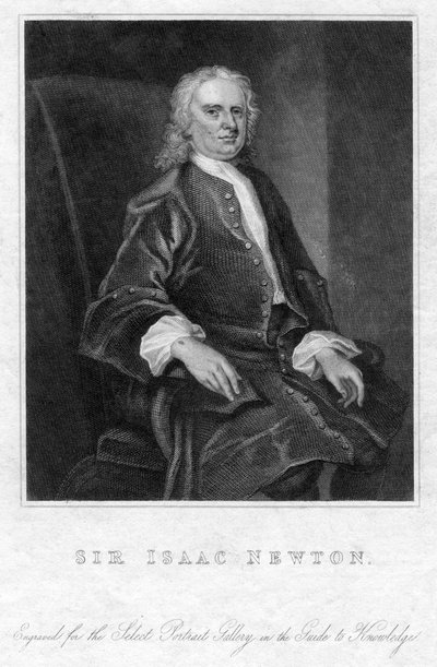 Sir Isaac Newton, englantilainen matemaatikko, tähtitieteilijä ja fyysikko, 1800-luku tekijältä Unbekannt