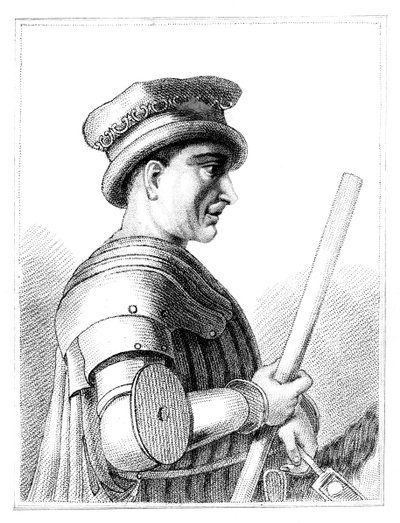 Sir John Hawkwood, englantilainen palkkasoturi tai condottiere 1300-luvun Italiassa, 1819 tekijältä Unbekannt