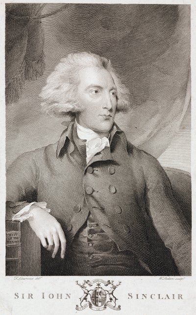 Sir John Sinclair, skotlantilainen maatalousekonomisti ja tilastotieteilijä, n. 1790-luku tekijältä Unbekannt
