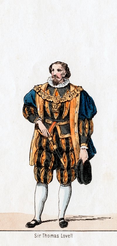 Sir Thomas Lovell, pukusuunnittelu Shakespearen näytelmään, Henry VIII, 1800-luku tekijältä Unbekannt