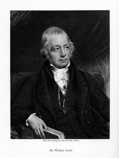 Sir Walter Scott, 1. Baronet, tuottelias skotlantilainen historiallinen kirjailija ja runoilija, 1800-luku tekijältä Unbekannt