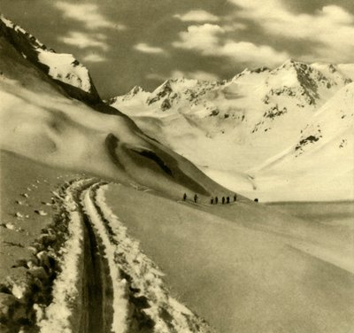 Hiihto Alpeiner Ferner -jäätiköllä Stubain Alpeilla, Itävallassa, 1935. tekijältä Unbekannt