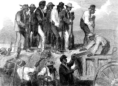 Orjatyövoima vahvistaa Savannahin linnoituksia Georgiassa, Amerikan sisällissota, 1863 tekijältä Unbekannt