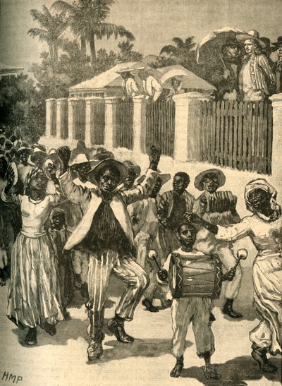 Orjuuden vapautusfestivaali Barbadoksella, c1834 c1890. tekijältä Unbekannt