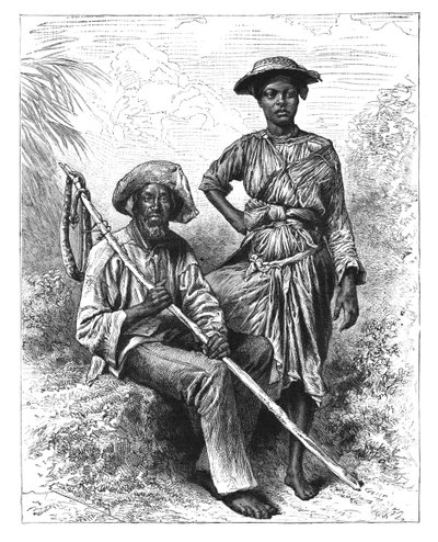 Käärmeensieppaaja ja hiilityttö, Martinique, 1890 tekijältä Unbekannt