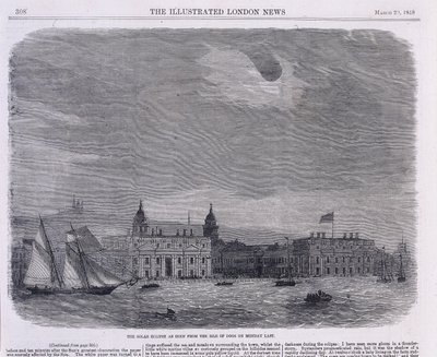 Auringonpimennys nähty Royal Observatoryn yllä, Greenwich, 1858 tekijältä Unbekannt