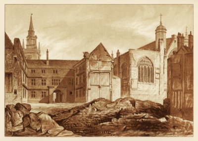 Kaakkoisnäkymä Guildhall Chapelille ja Blackwell Hallille, Lontoon City, 1886 tekijältä Unbekannt