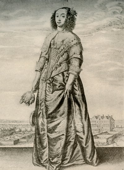 Kevät - Englantilaisen naisen muodikas sisäpuku, Charles I:n hallituskausi, 1620-1640, 1937 tekijältä Unbekannt