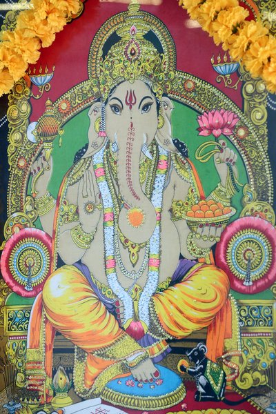 Sri Tende Yuttapanin temppeli. Ganesh. Maalaus. Ho Chi Minh City. Vietnam tekijältä Unbekannt