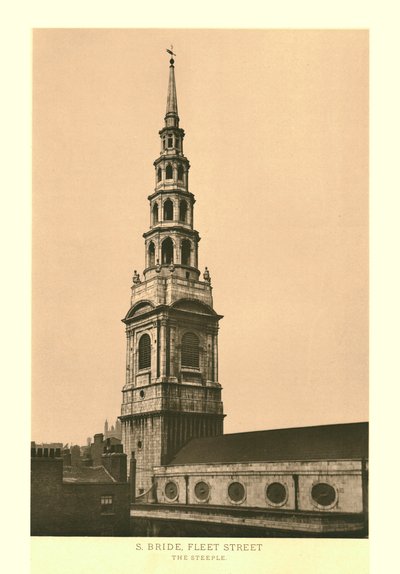 St Bride, Fleet Street, Theeple, 1800-luvun puolivälissä. tekijältä Unbekannt