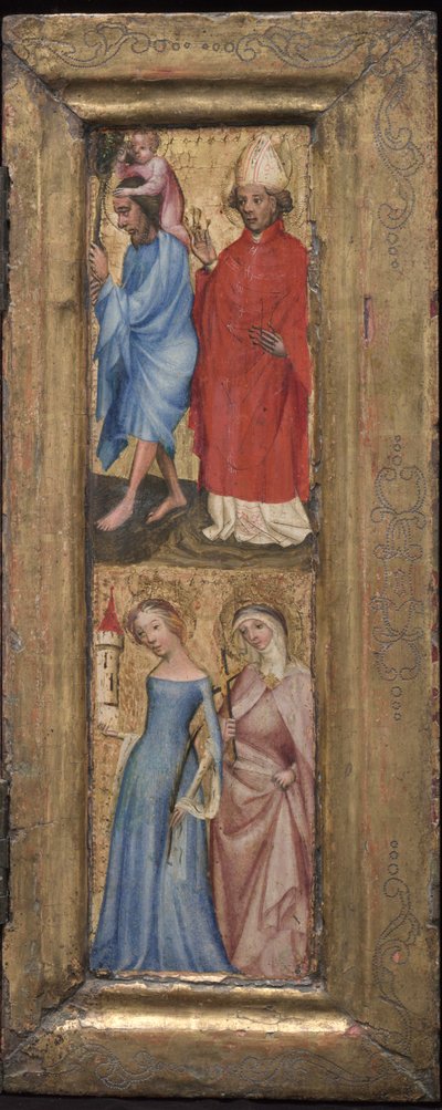 St. Christopher ja St. Erasmus, St. Barbara ja toinen naispyhimys, n. 1424. tekijältä Unbekannt