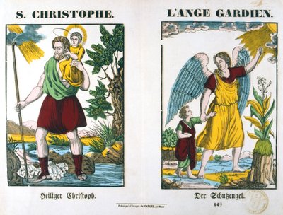 Pyhä Christopher ja suojelusenkeli, 1800-luku tekijältä Unbekannt