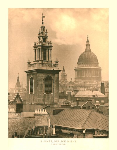 St James, Garlick Hithe, The Steeple, 1800-luvun puolivälissä. tekijältä Unbekannt