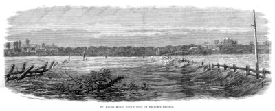 St Kilda Road, Princes Bridgen eteläpuoli - Tulvat Melbournessa, Australiassa, 1864 tekijältä Unbekannt