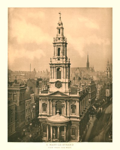 St Mary-le-Strand, Näkymä lännestä, 1800-luvun puoliväli. tekijältä Unbekannt