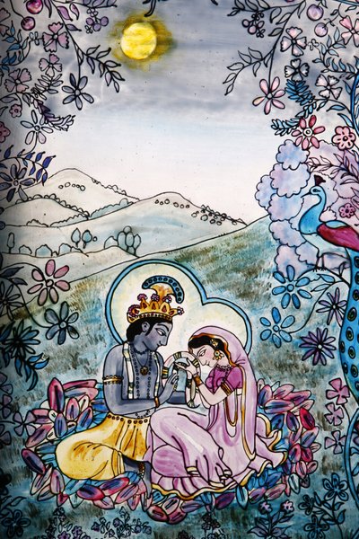 Lasimaalaus Iskconin temppelissä: Krishna ja Rada, Lontoo, Grande-Bretagne tekijältä Unbekannt