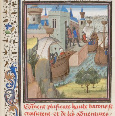 Aloita neljäs ristiretki. Vilhelmin Tyroksen pienoismalli Historiasta, 1460-luku tekijältä Unbekannt