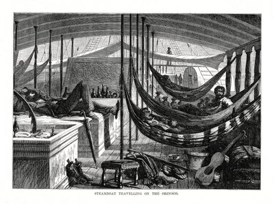 Höyrylaiva matkalla Orinocossa, Etelä-Amerikassa, 1877 tekijältä Unbekannt