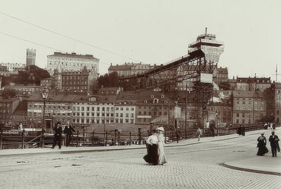 Tukholma, Ruotsi. Katarinahissen (hissi). Noin 1900 tekijältä Unbekannt